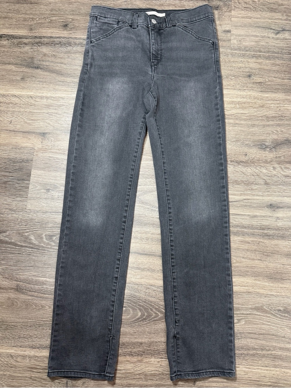 Levi's 314 Shaping Straight Black Jeans W29 L32 Side Slit Women's
